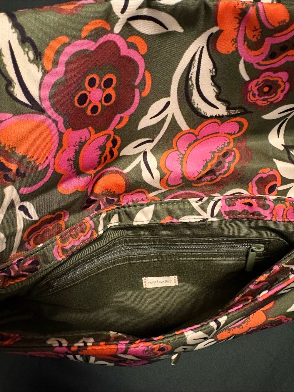 Vera Bradley Floral Olive Green Shoulder Bag - Picture 2 of 3